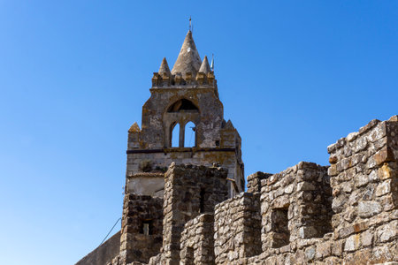 Castle tower ruins in Montemor-o-Novo in Portugalの写真素材