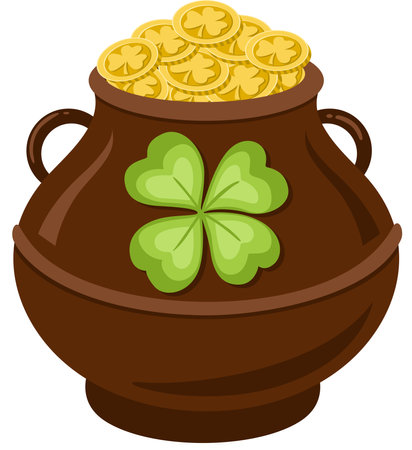 St Patrick's Day pot full of gold coinsのイラスト素材