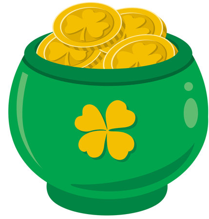 <p>St Patrick's day green pot filled with gold coins</p><p><br></p>のイラスト素材