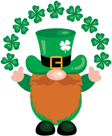 St Patricks Day gnome with green cloversのイラスト素材