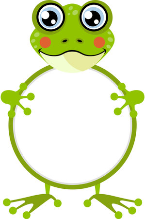 Cute frog with circle blank signのイラスト素材