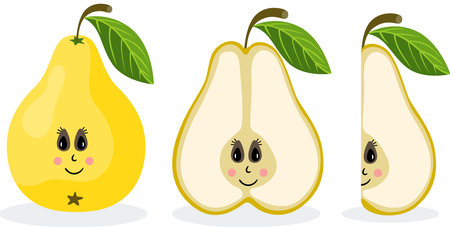 Set of three funny pears mascotのイラスト素材