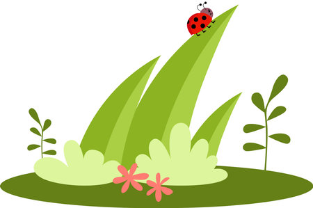 Ladybug on a green leaf in the gardenのイラスト素材