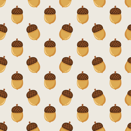 Seamless background pattern with brown fall acornsのイラスト素材