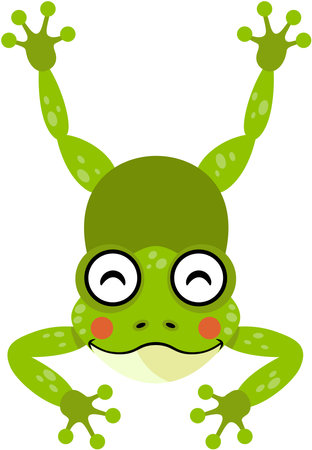 Cute happy frog jumping isolatedのイラスト素材