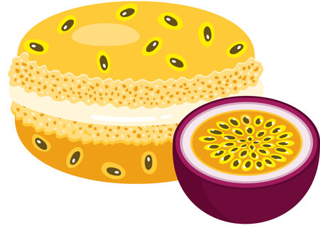 Passion fruit macaron isolated on whiteのイラスト素材