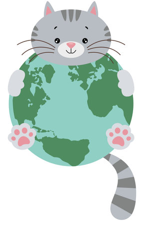 cute cat with a globeのイラスト素材