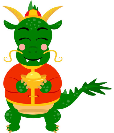 Funny zodiac green dragon chinese good fortune symbolのイラスト素材