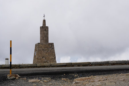 Memorial at the highest point of Torre Portugal in Serra da Estrela Natural Parkのeditorial素材