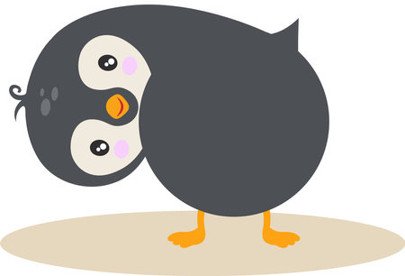 Cute penguin peeping from the backのイラスト素材