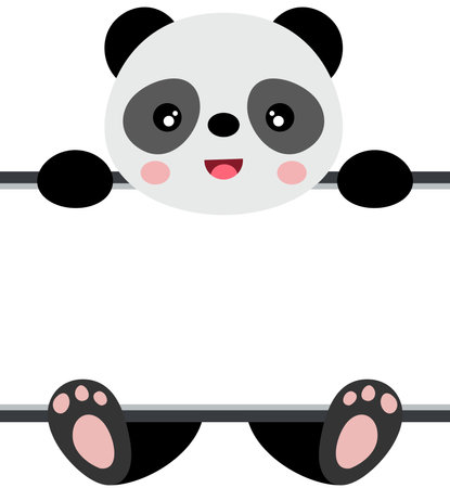 Cute panda with blank signboardのイラスト素材