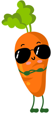 Funny carrot mascot with sunglassesのイラスト素材