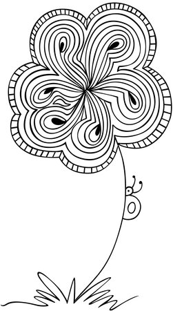 Doodle flower contour line drawingのイラスト素材