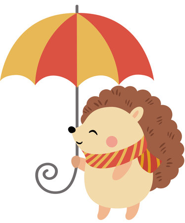 Autumn hedgehog holding with umbrellaのイラスト素材