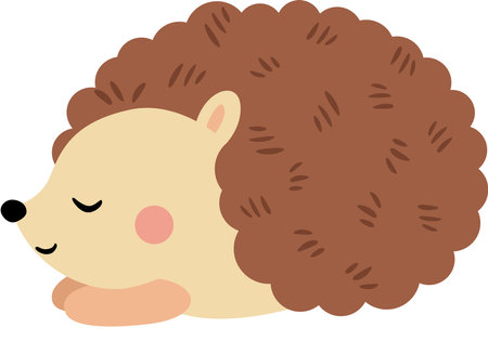 Cute brown hedgehog sleeping isolatedのイラスト素材