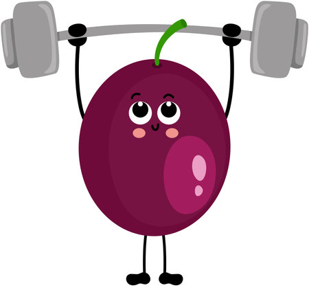 Funny exotic passion fruit mascot making gymのイラスト素材