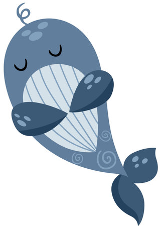Happy whale isolated on whiteのイラスト素材