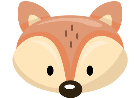 Cute fox face isolated on whiteのイラスト素材