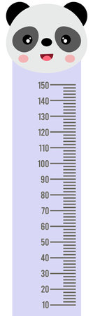 Cute face panda standing on a ruler for baby growthのイラスト素材