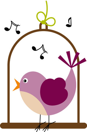 Cute little bird singing isolatedのイラスト素材