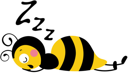 Cute bee lying down sleepingのイラスト素材