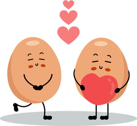 Couple of egg character mascot in loveのイラスト素材