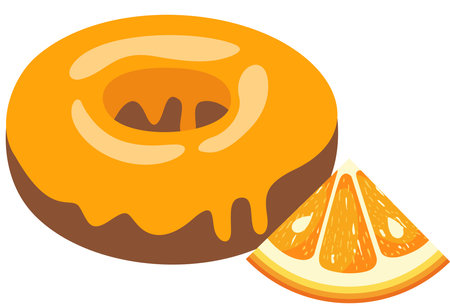 Tasty sweet orange donut with orange sliceのイラスト素材