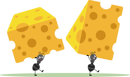 illustration of a pair of ant and cheese on a white backgroundのイラスト素材