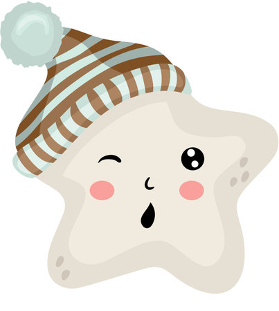Cute sleeping star with hatのイラスト素材