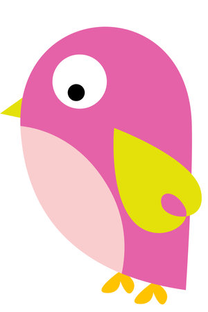 Cute pink bird isolated on a white background. Vector illustration.のイラスト素材