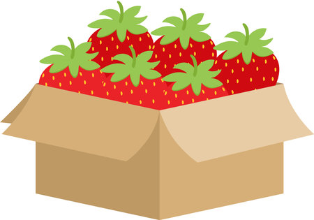 Use this image of a box full of strawberries for your next design.のイラスト素材