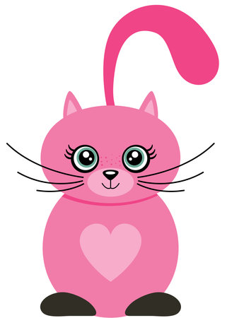 Cute pink bunny with big eyes and pink heart. vector illustrationのイラスト素材