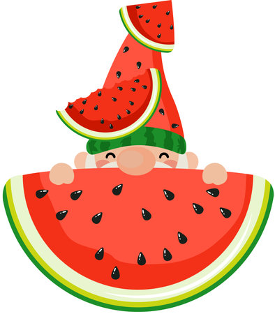 Illustration of a Watermelon Mascot Wearing a Capのイラスト素材