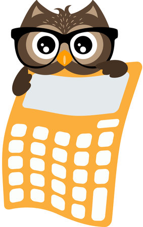 Illustration of an owl in a hat and glasses holding a calendarのイラスト素材