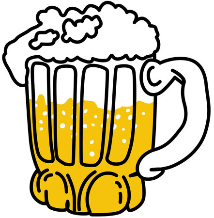 Illustration of a beer mug with foam on a white background.のイラスト素材