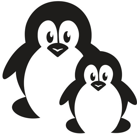 Penguin family icon isolated on white background. Vector illustration.のイラスト素材