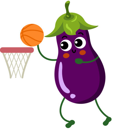Use this image of an eggplant basketball player. Everyone will love it!のイラスト素材