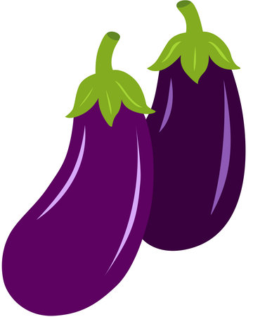 Illustration of two eggplants isolated on a white background.のイラスト素材