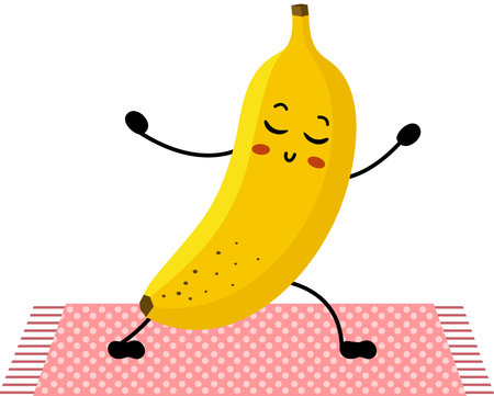 Happy Cartoon Banana Practices Fun Yoga Poseのイラスト素材