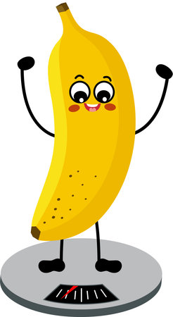Happy Cartoon Banana Celebrating Weight Loss Successのイラスト素材