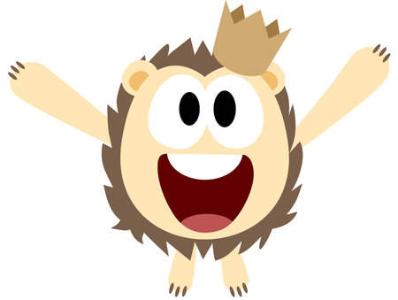 Happy Cartoon Hedgehog King with Open Armsのイラスト素材