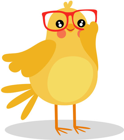 Little Yellow Bird Wearing Bright Red Glassesのイラスト素材