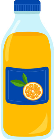 Use this image of a bottle of orange juice for your next design.のイラスト素材