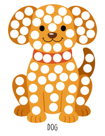 Cute cartoon dog with polka dot pattern. Vector illustration.のイラスト素材