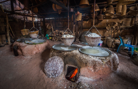 The traditional way of life is to boil the ancient mountain salt. At Amphoe Bo Kluea ,Nan province , Thailand (HDR.Image has grain or blurry or noise when view at full resolution)のeditorial素材