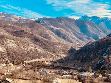 Village in the mountains. Caucasus, Georgia, Europe. Beauty world.の写真素材