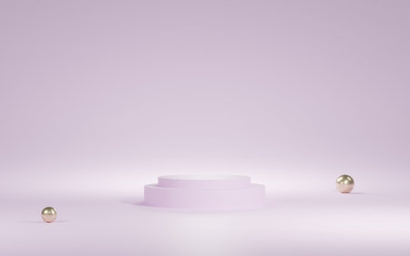 Double circle podium on purple background to advertise a product or present a product Product display stand. 3D renderingの写真素材