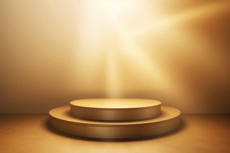 Two golden podiums. Background sun and shadow.の素材