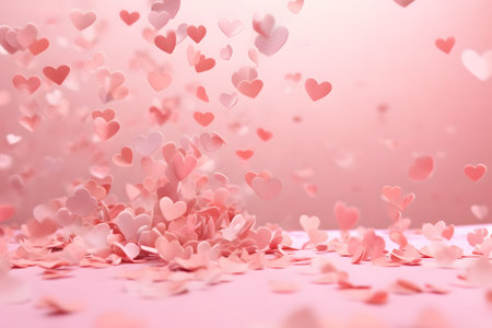 Valentines day concept. Heart shapes overlay background.の素材