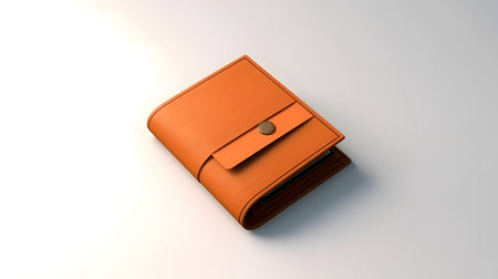 Wallet orange 3d icon. pocket for money. on white shadow background.の素材